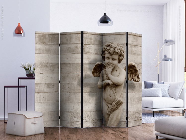 Room Divider Screen Angelic Face II (5-piece) - sculpture of a boy with wings 132826 additionalImage 2