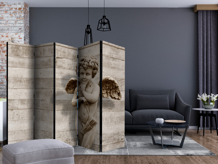 Room Divider Screen Angelic Face II (5-piece) - sculpture of a boy with wings 132826 additionalImage 4