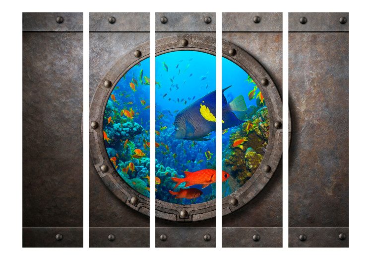 Room Separator Submarine Window II (5-piece) - colorful underwater landscape 133026 additionalImage 3