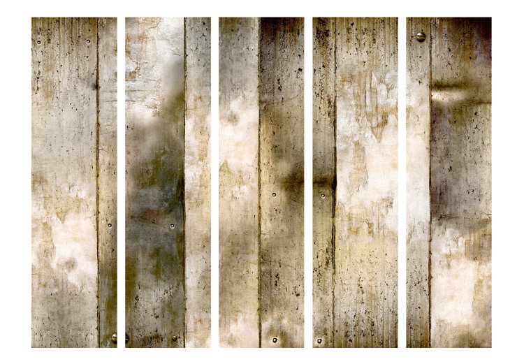 Folding Screen Golden Stripes II (5-piece) - warm abstraction with unusual texture 133226 additionalImage 3