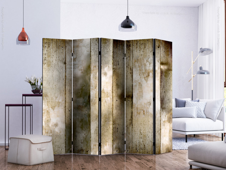 Folding Screen Golden Stripes II (5-piece) - warm abstraction with unusual texture 133226 additionalImage 2