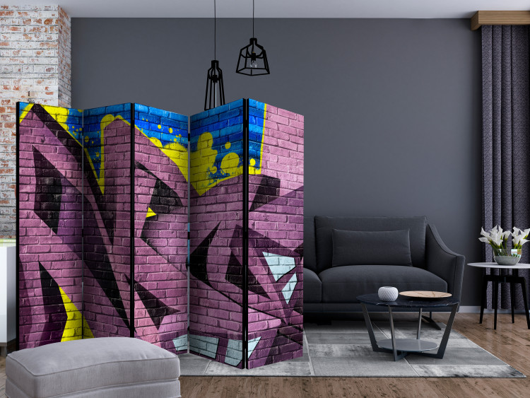 Folding Screen Street Art - Graffiti II (5-piece) - colorful composition on brick 133326 additionalImage 4