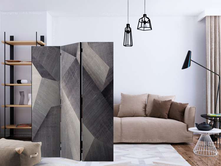 Room Divider Abstract Concrete Blocks (3-piece) - geometric gray 3D pattern 133426 additionalImage 4