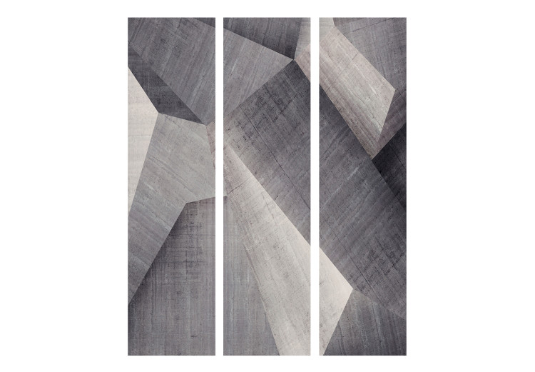 Room Divider Abstract Concrete Blocks (3-piece) - geometric gray 3D pattern 133426 additionalImage 3
