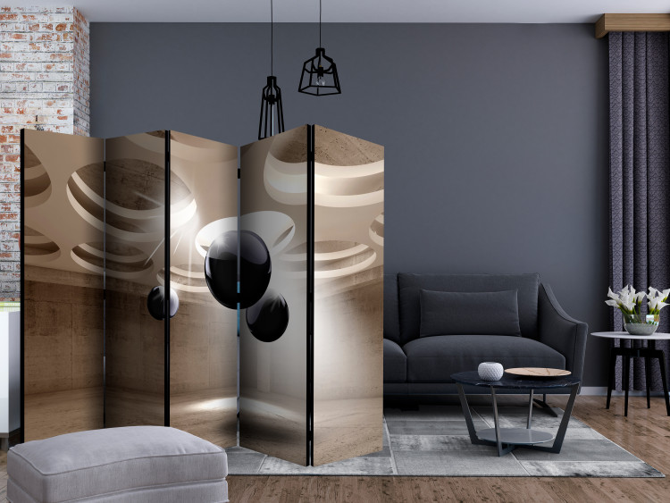 Room Separator Geometric Brilliance II - black geometric figures with a 3D illusion 133726 additionalImage 4