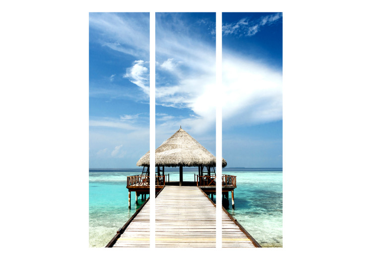 Room Separator Holiday Adventure - tropical landscape of a house on water against the ocean 134026 additionalImage 3