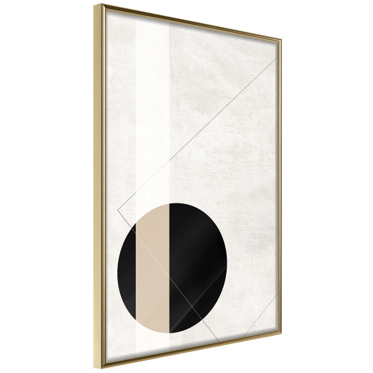 Poster Convergence Point - geometric abstraction with a black circle on a beige background 137226 additionalImage 19