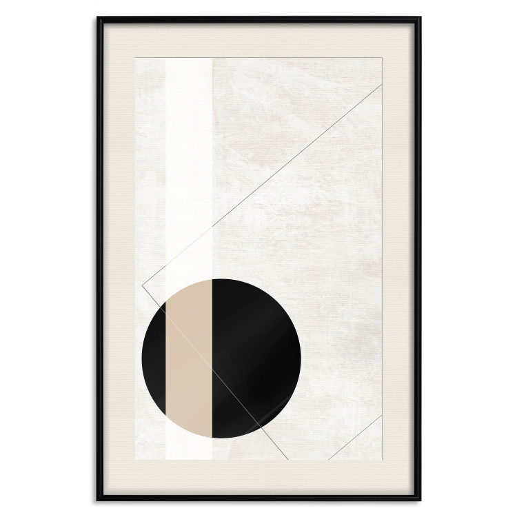 Poster Convergence Point - geometric abstraction with a black circle on a beige background 137226 additionalImage 23