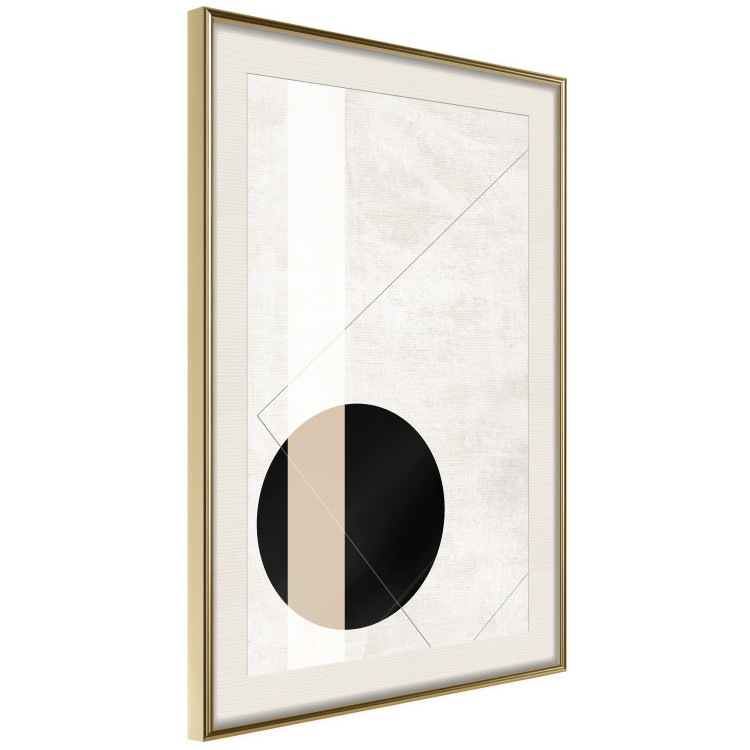 Poster Convergence Point - geometric abstraction with a black circle on a beige background 137226 additionalImage 18