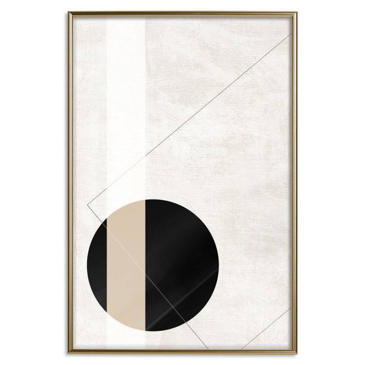 Poster Convergence Point - geometric abstraction with a black circle on a beige background 137226 additionalImage 2