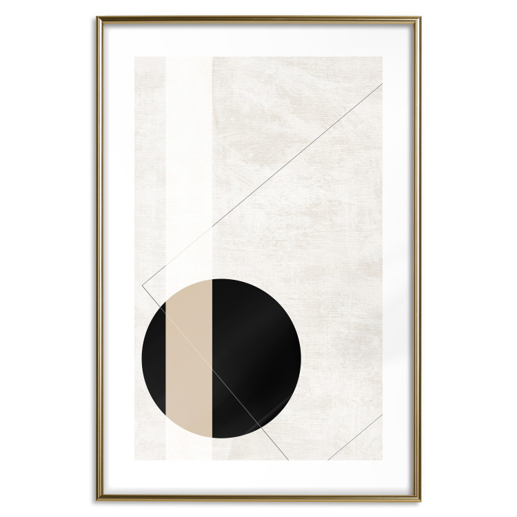 Poster Convergence Point - geometric abstraction with a black circle on a beige background 137226 additionalImage 24