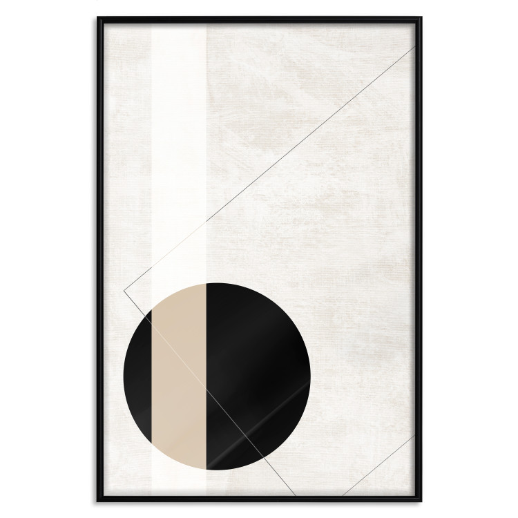 Poster Convergence Point - geometric abstraction with a black circle on a beige background 137226 additionalImage 3