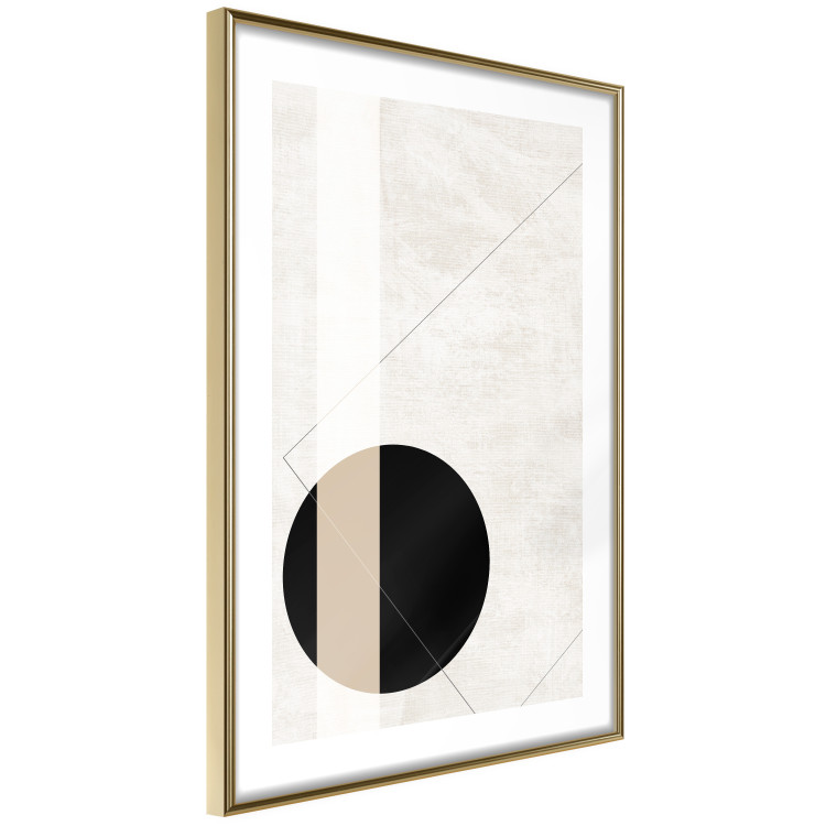 Poster Convergence Point - geometric abstraction with a black circle on a beige background 137226 additionalImage 12