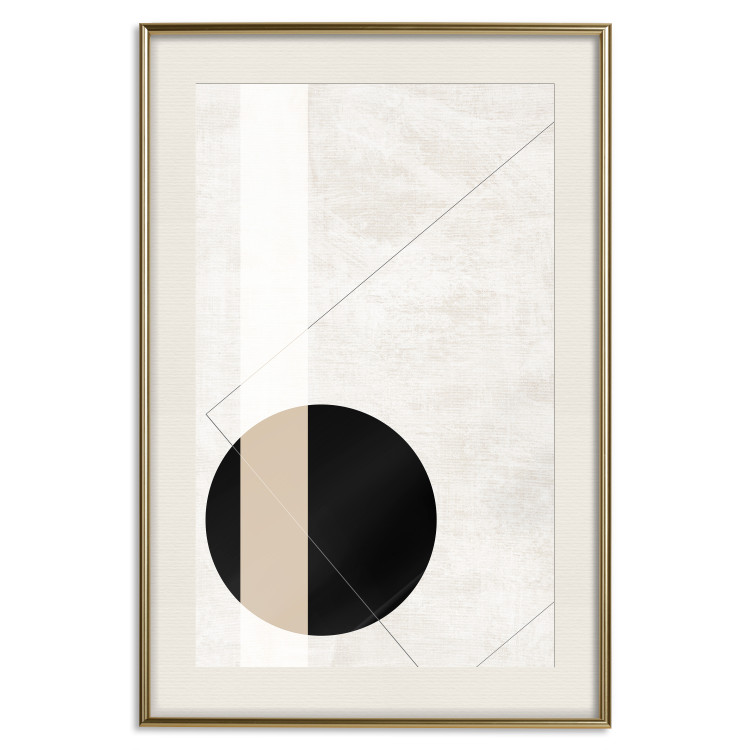 Poster Convergence Point - geometric abstraction with a black circle on a beige background 137226 additionalImage 21