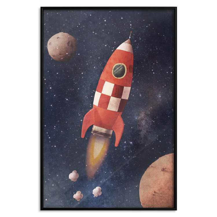 Poster Rocket Into the Unknown - red spacecraft against a star-filled cosmic background 137526 additionalImage 15