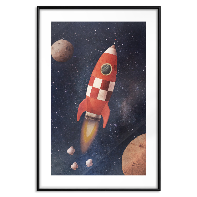Poster Rocket Into the Unknown - red spacecraft against a star-filled cosmic background 137526 additionalImage 13