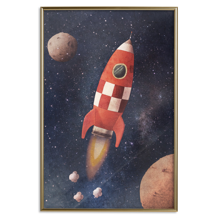 Poster Rocket Into the Unknown - red spacecraft against a star-filled cosmic background 137526 additionalImage 11