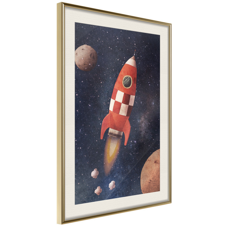 Poster Rocket Into the Unknown - red spacecraft against a star-filled cosmic background 137526 additionalImage 7
