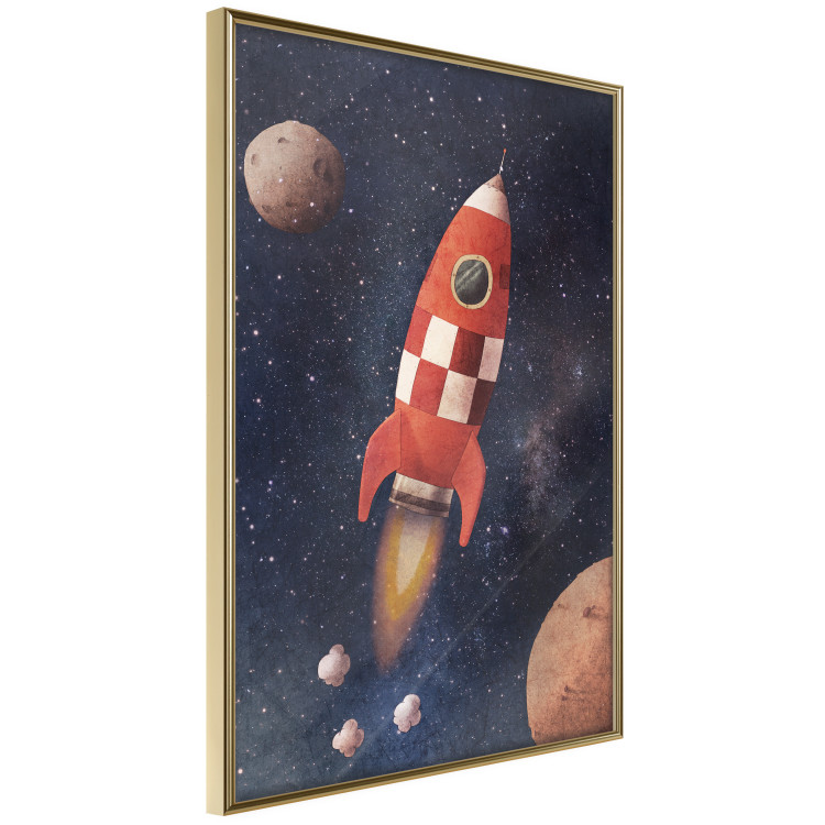 Poster Rocket Into the Unknown - red spacecraft against a star-filled cosmic background 137526 additionalImage 4