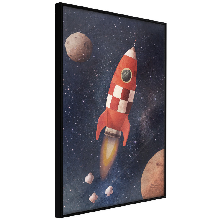 Poster Rocket Into the Unknown - red spacecraft against a star-filled cosmic background 137526 additionalImage 2