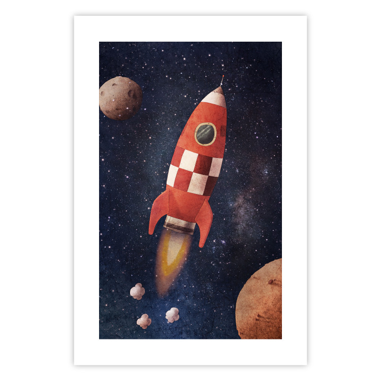 Poster Rocket Into the Unknown - red spacecraft against a star-filled cosmic background 137526 additionalImage 11