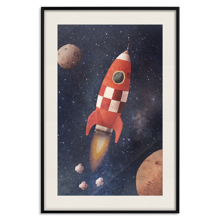 Poster Rocket Into the Unknown - red spacecraft against a star-filled cosmic background 137526 additionalImage 26