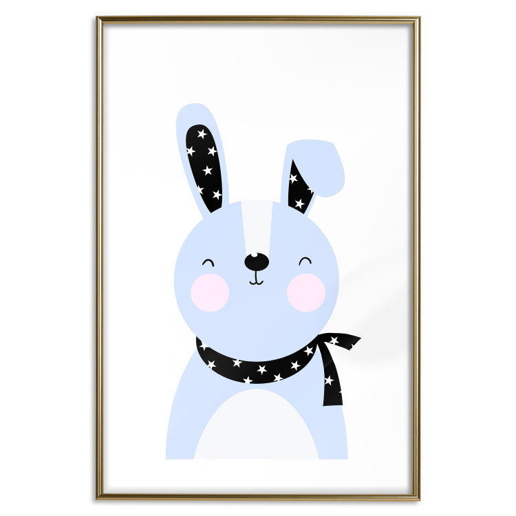 Poster Brave Rabbit - funny bunny with a black ribbon on a light background 138126 additionalImage 17