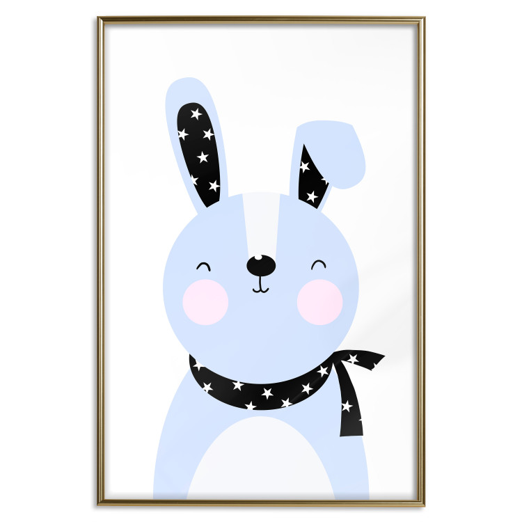 Poster Brave Rabbit - funny bunny with a black ribbon on a light background 138126 additionalImage 11