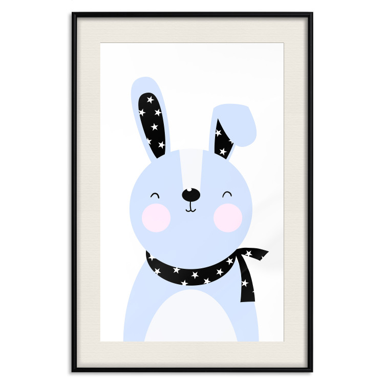 Poster Brave Rabbit - funny bunny with a black ribbon on a light background 138126 additionalImage 26