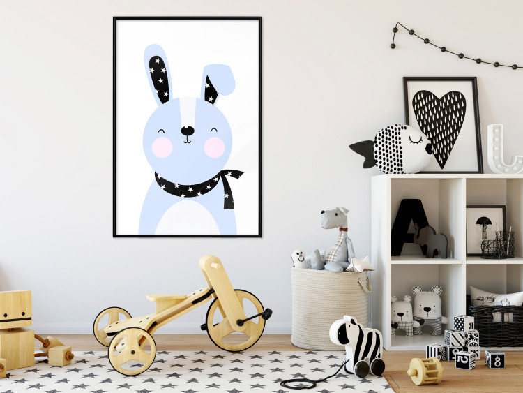 Poster Brave Rabbit - funny bunny with a black ribbon on a light background 138126 additionalImage 18