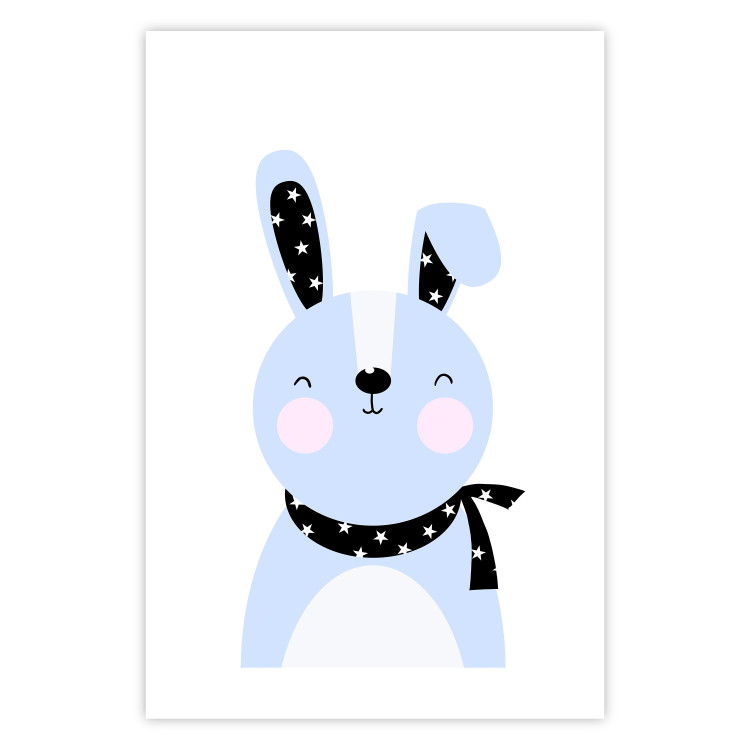 Poster Brave Rabbit - funny bunny with a black ribbon on a light background 138126 additionalImage 11