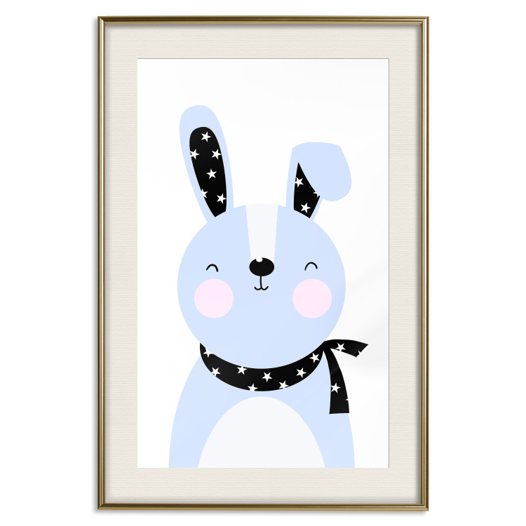 Poster Brave Rabbit - funny bunny with a black ribbon on a light background 138126 additionalImage 27