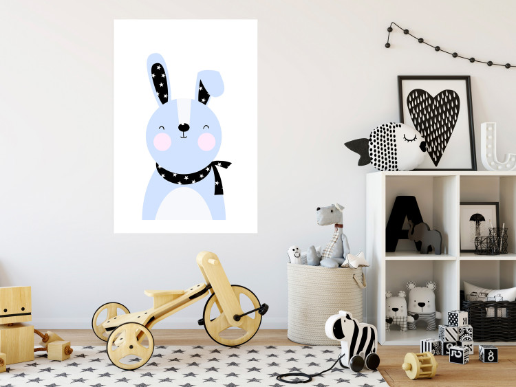 Poster Brave Rabbit - funny bunny with a black ribbon on a light background 138126 additionalImage 18