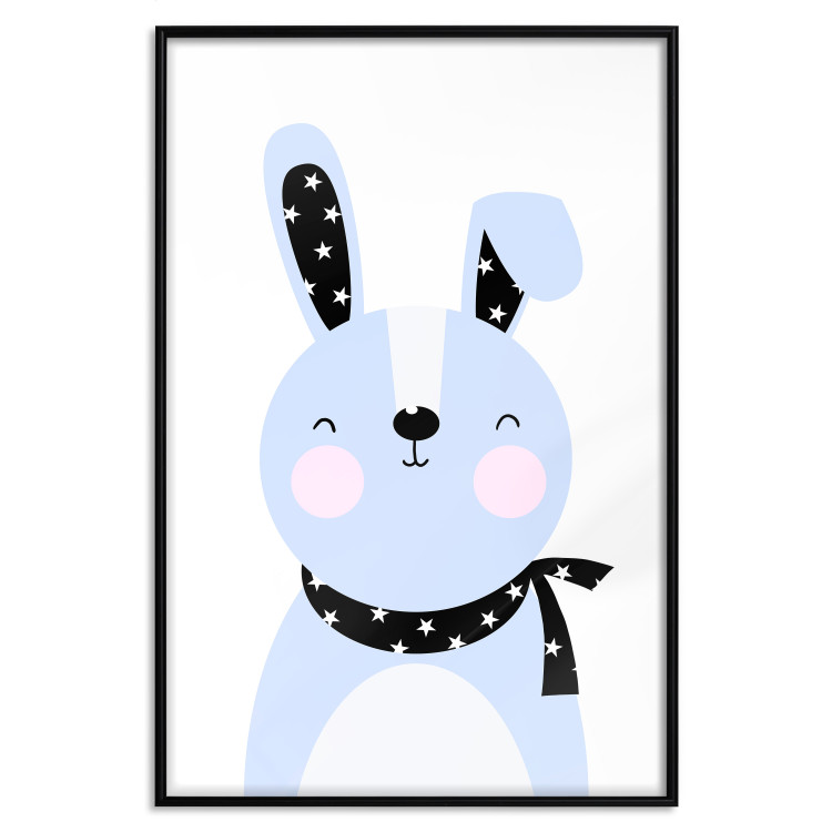 Poster Brave Rabbit - funny bunny with a black ribbon on a light background 138126 additionalImage 15