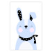 Poster Brave Rabbit - funny bunny with a black ribbon on a light background 138126