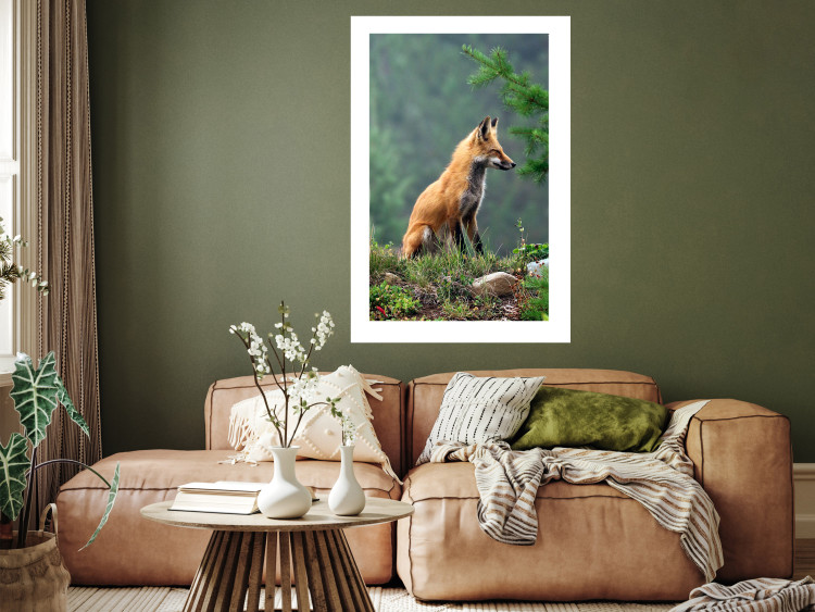 Wall Poster Red Hunter - majestic wild animal amidst forest on a blurred background 138726 additionalImage 7