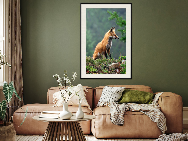 Wall Poster Red Hunter - majestic wild animal amidst forest on a blurred background 138726 additionalImage 16