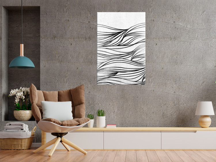 Canvas Art Print Drawings on Water (1-piece) Vertical - black and white abstraction 142426 additionalImage 3