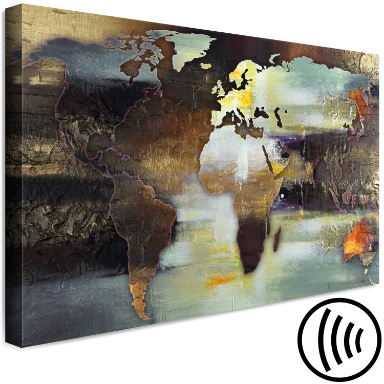Canvas Print Painted World Map (1-piece) Wide - abstraction in browns 143126 additionalImage 6