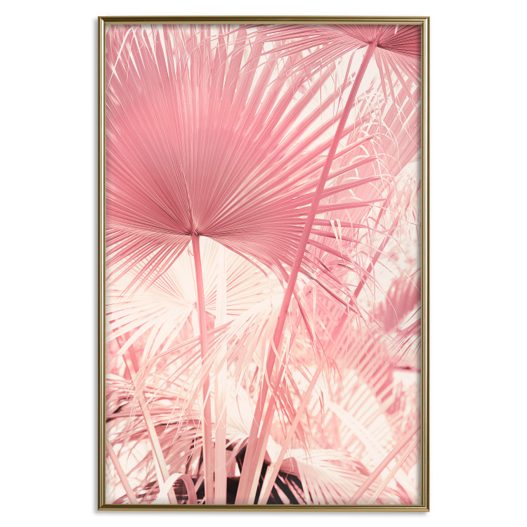 Wall Poster Pink Palm Trees - Leaves in Pastel Colors on a Sunny Day 144126 additionalImage 18