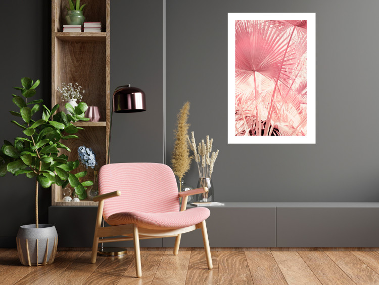 Wall Poster Pink Palm Trees - Leaves in Pastel Colors on a Sunny Day 144126 additionalImage 12