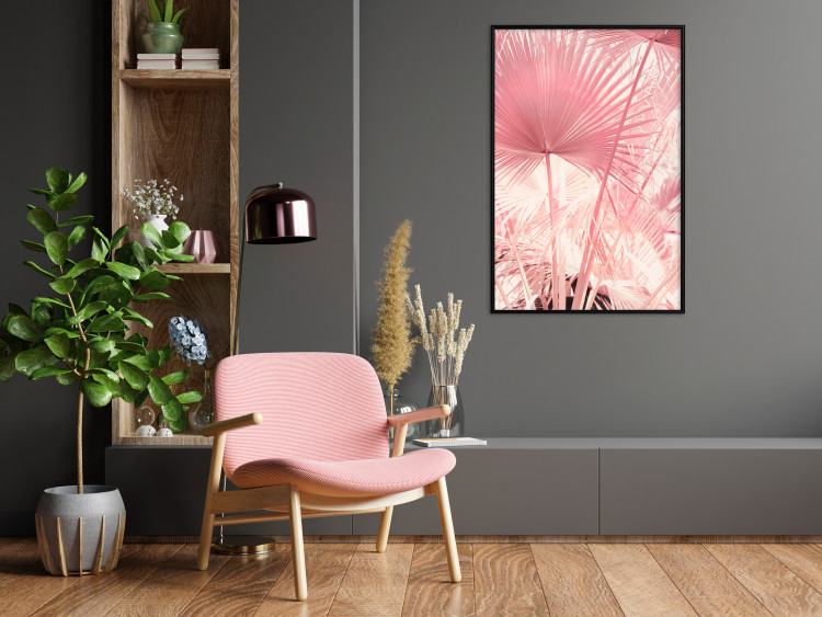 Wall Poster Pink Palm Trees - Leaves in Pastel Colors on a Sunny Day 144126 additionalImage 15