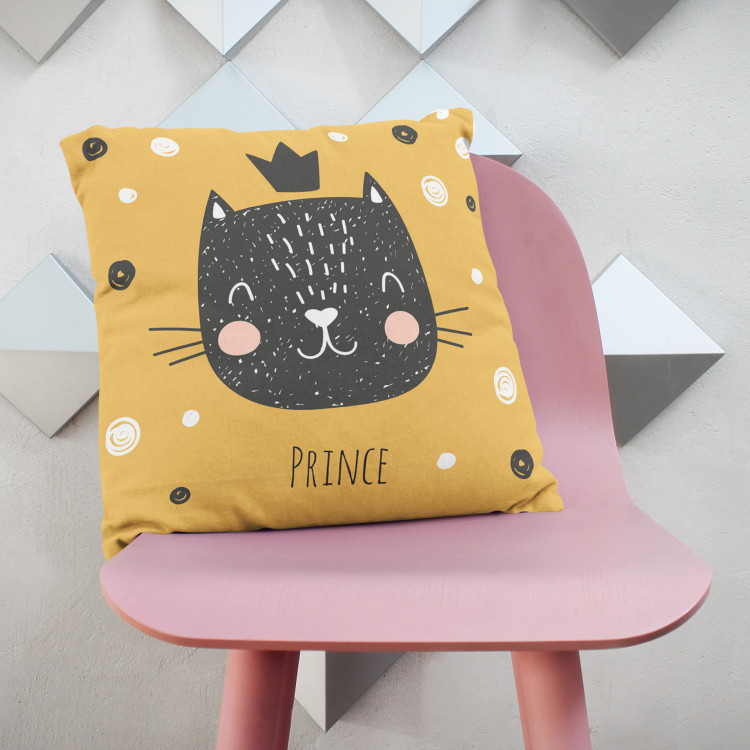Decorative Microfiber Pillow Cat prince - composition with elements in shades of white and black cushions 147026 additionalImage 2