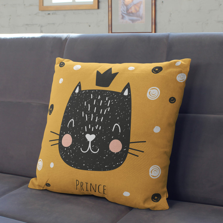 Decorative Microfiber Pillow Cat prince - composition with elements in shades of white and black cushions 147026 additionalImage 3
