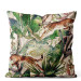 Decorative Velor Pillow Savannah parchment - tropical vegetation, cheetahs on beige background 147126