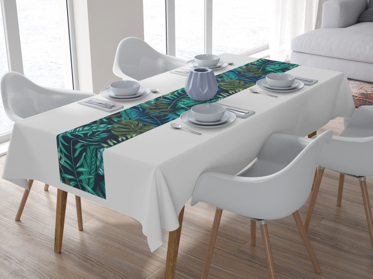 Table Runner Monstera in blue glow - plant motif with exotic leaves 147226 additionalImage 2