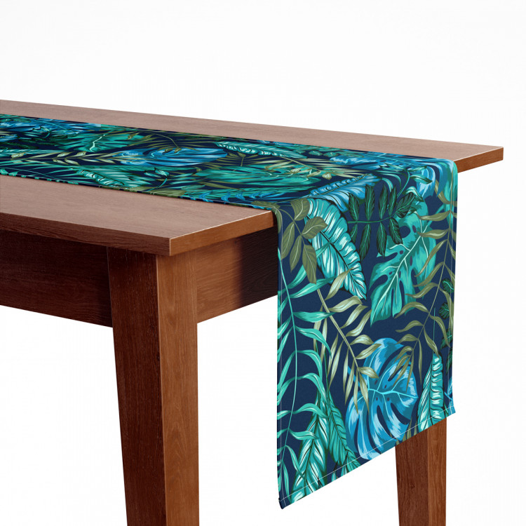 Table Runner Monstera in blue glow - plant motif with exotic leaves 147226 additionalImage 5