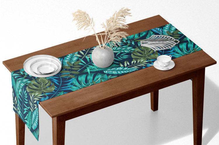 Table Runner Monstera in blue glow - plant motif with exotic leaves 147226 additionalImage 4