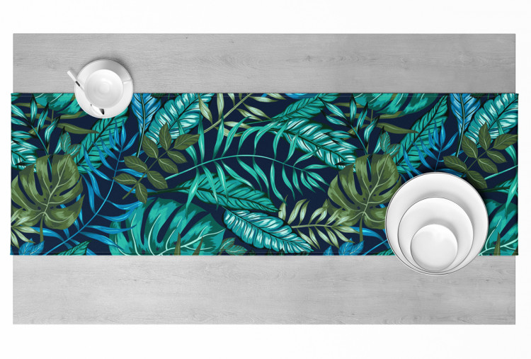 Table Runner Monstera in blue glow - plant motif with exotic leaves 147226 additionalImage 3