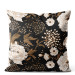 Decorative Velor Pillow Floral elegance - composition with floral motif on a dark background 147326